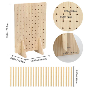 Wooden Pegboard <b>Shelf</b> 15.7in x 11.57in <b>Desktop</b> Jewelry Organizer For Earrings And Hair Ties - Product Image 1