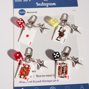 Creative <strong>Mini</strong> Poker Keychain Simple <strong>Dice</strong> Chain Bag Pendant Acrylic Poker <strong>Dice</strong> With Four-Pointed Star Keyring Couple Jewelry Gift - Product Image 1