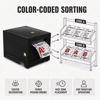 Printer Termal Dua Warna Pembuat Label Desktop untuk Label Alergen Makanan dan Tanggal Kedaluwarsa Merah Hitam 203dpi 80mm Tanpa Tinta