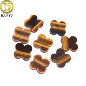 HanYu Alta Qualidade Natural Tiger Eye Preço Fábrica Trevo De Quatro Folhas De Pedra Para Fazer Jóias