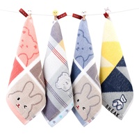 Serviette de toilette carrée en coton pour bébé et enfant, 25x25cm, épaisse, absorbante, avec logo lapin jacquard, prête à l'emploi, en stock