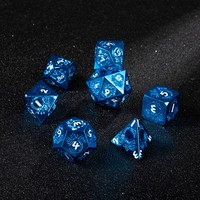 Ensemble de dés DND transparents bleus, 7 pièces, avec gravure de Dragon, dés polyédriques avec chiffres blancs pour Dungeons & Dragons RPG MTG