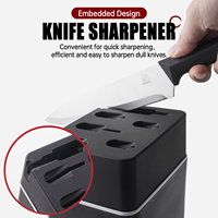 Usine personnalisé pas cher prix de gros couteau de cuisine Pack OEM/ODM 7 pièces couteaux de chef ensemble avec ciseaux porte-couteau fente organisateur