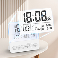 Affichage intelligent tout-en-un, écran LCD transparent, luminosité réglable sur 4 niveaux, double alarme, rétroéclairage 7 couleurs, réveil numérique