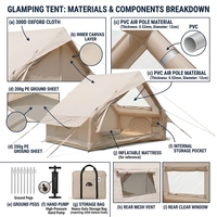 Tente de camping gonflable 6.3 à porte unique, une chambre, grand hublot, en tissu Oxford 300D, imperméable en PVC, tente pneumatique à cadre en A, montage rapide