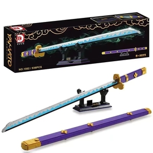 DK1502 Anime Japonais 98,6 cm <span class=keywords><strong>Zoro</strong></span> Sabre <span class=keywords><strong>Katana</strong></span> Modèle d'arme <span class=keywords><strong>de</strong></span> cosplay Couteau Briques <span class=keywords><strong>de</strong></span> construction DIY Jouet - Product Image 1