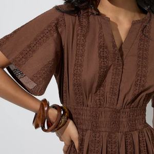 Robe longue midi en lin de haute qualité pour femmes, robe élégante à volants, style bohème, robe maxi décontractée - Product Image 3