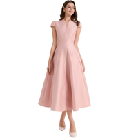 Robe Courte Élégante Française pour Femme, Col en V, Taille Haute, Manches Courtes Bouffantes, Coupe Slim, Évasée, Grande Ampleur