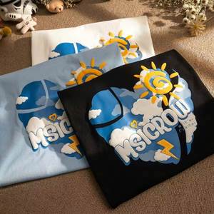 เสื้อยืดแบรนด์สั่งทำ ผ้าฝ้าย 100% เสื้อฮู้ดดี้โอเวอร์ไซส์แบบพอง 3 มิติ เสื้อยืดผู้ชาย พิมพ์โลโก้ตามสั่ง พิมพ์ลายโฟม 3 มิติ เสื้อยืดพิมพ์ลายพอง 3 มิติ - Product Image 1