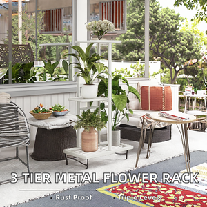GREENSIDE Étagère à fleurs à 3 niveaux en fer, style vintage moderne, écologique, pour balcon, extérieur, salon, décoration de mariage - Product Image 2