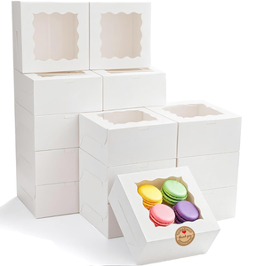 White Rigid Paperboard <b>Cookie</b> <b>Boxes</b> Window Recycled Materials Food Grade for Small for Treats Chocolate Covered Strawberries - Product Image 1