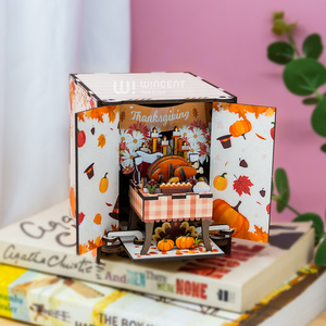 Scatola Musicale 3D in Legno per il Ringraziamento, Kit Puzzle Scena in Miniatura Fai-da-te, Decorazione Artigianale per Adulti e Adolescenti - Product Image 6