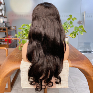 Parrucche all'ingrosso con onda sciolta, frontale in pizzo 13x4, capelli umani, senza colla, pre-strappate, pre-tagliate, lunghe, nere - Product Image 5
