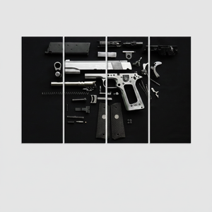 Lienzo Decorativo de Pared con Diseño de Pistola Desmontada - Juego de 4 Paneles Decorativos Modernos para Colgar en el Garaje - Product Image 2