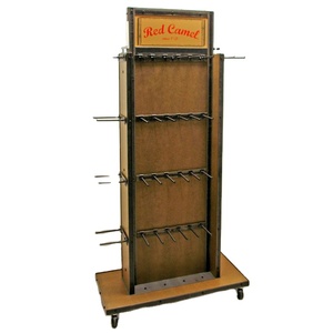 Soporte de exhibición moderno, respetuoso con el medio ambiente, portátil y personalizado para exhibición de POP, piso libre con función giratoria, gancho de Metal desmontable, exhibición de madera - Product Image 1