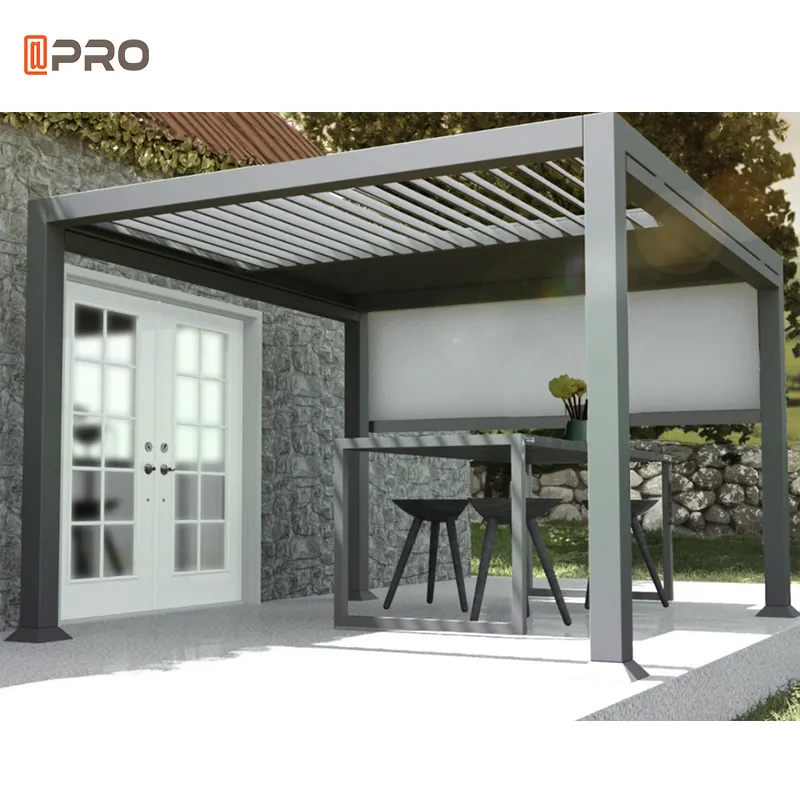 APRO Vergola 오프닝 태양 루버 셔터 알루미늄 지붕 pergola 루브르 지붕 전동 방수 원격 제어 루버 지붕
