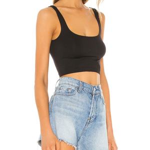 Wholesale High Quality OEM Custom Jersey Short Eco-Friendly Breathable Stretch Women Scoop Neck <b>Crop</b> Tank <b>Top</b> Mujer - Product Image 2