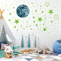 Autocollant fluorescent auto-adhésif lune lumineuse étoile rougeoyante décoration murale chambre d'enfant bricolage autocollant mural créatif