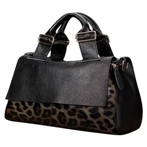 Bolso de hombro de cuero suave con estampado de leopardo para mujer, bolsa de gran capacidad, a la moda, 2020