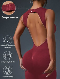 Combinaison de sport moulante respirante pour femme, col rond, bretelles halter, idéale pour le yoga et l'entraînement – Nouvelle collection très prisée - Product Image 4