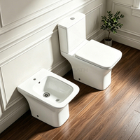 WC deux pièces à double chasse avec siphon en P en céramique, design moderne, économie d'eau, vente en gros pour salle de bain