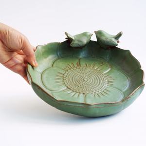 Ceramic <strong>Bird</strong> <strong>Bath</strong> for Outside on <strong>Ground</strong> <strong>Ground</strong> <strong>Bird</strong> Feeders and Birdbath for Outdoors Garden Tabletop Deck Balcony and Lawn - Product Image 2