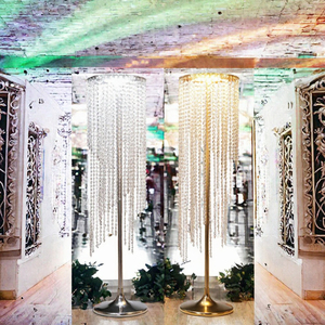 Lámpara de Pie de Cristal para Bodas, Lámpara LED de Columna Dorada Transparente para Ceremonias, Decoración de Fondo para Fotos - Product Image 3
