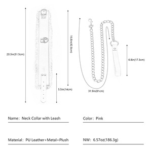 Collar Gargantilla Gótico Rosa de Cuero PU con Forro de Piel, 100% Impermeable, Juguete Sexual SM con Cadena Larga y Duradera Desmontable - Product Image 2