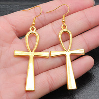 Vintage Ankh Cross Charms Boucles d'oreilles faites à la main pour femme Accessoire de mode
