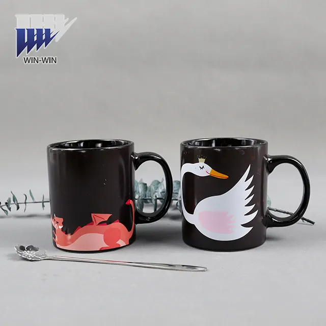 Tasse en porcelaine magique de couleur sensible à la chaleur de sublimation d'eau chaude de conception personnalisée avec logo tasse écologique pour logo personnalisé