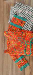 Trajes Anarkali Naranja con Estampado Floral de Alta Calidad, Conjunto de 2 Piezas a Precio de Mayoreo con Personalización Disponible para Tallas Grandes - Product Image 5