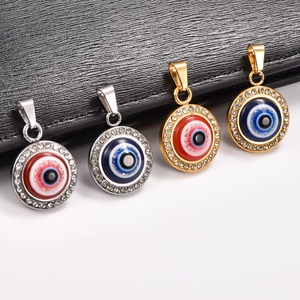 Collier pendentif œil porte-bonheur en acier inoxydable et zircone pour femmes et hommes, breloques turques porte-bonheur, chaîne en métal, accessoires de bijoux, cadeaux - Product Image 5