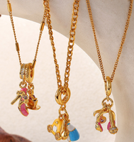 Bijoux en acier inoxydable PVD à la mode personnalisés DIY breloques de chaussures à talons hauts en fleur en verre à vin plaqué or 18 carats pour cadeau de fête