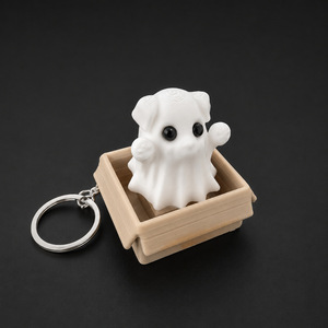 Porte-clés imprimé en 3D, série chat fantôme momie, anti-stress à pression, petit ornement - Product Image 6