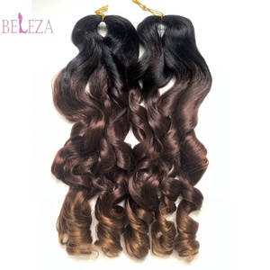 Exhibición de 150g onda de cuerpo suelto estilo Pony rizo espiral ganchillo <span class=keywords><strong>rizos</strong></span> franceses extensiones sintéticas pelo trenzado rizado de alta temperatura - Product Image 2