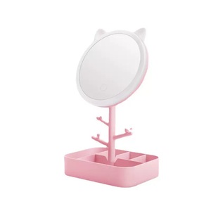 Miroir de maquillage LED avec lumière, miroir de bureau rond de 8 pouces pour femmes et étudiantes, lumière d'appoint rechargeable par USB - Product Image 2