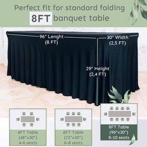 6FT White Custom Woven Spandex Banquet <b>Table</b> Cover Skirt Stretch OEKO-TEX Certified Durable Seamless Reusable Wedding Events - Product Image 3