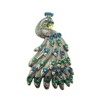 Broche de luxe en cristal de strass délicat, fabriquée en Chine, sur mesure, avec un motif de paon, pour un style élégant
