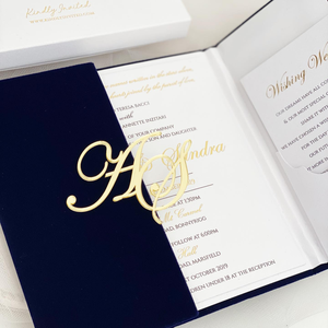 Ensemble <span class=keywords><strong>d</strong></span>'invitations de mariage de luxe à trois volets en feuille <span class=keywords><strong>d</strong></span>'<span class=keywords><strong>or</strong></span> <span class=keywords><strong>Champagne</strong></span> Texture Velours Couverture rigide <span class=keywords><strong>Carte</strong></span> acrylique transparente avec papier Love Made - Product Image 3