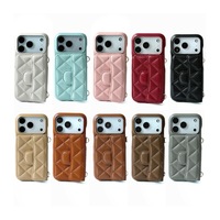 Étui de luxe pour iPhone 17, 16, 15, 14, 13 Pro Max, avec chaîne bandoulière, fente pour cartes, fin et antichoc, texture litchi