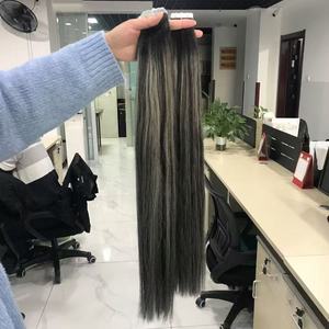 Extensiones de Cabello Humano Virgen Europeo al por Mayor, Doble Trama, Estilo <span class=keywords><strong>Balayage</strong></span> Castaño Liso, Tono Rubio Intenso - Product Image 5