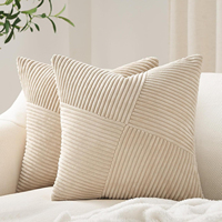 Housse de coussin décorative bohème en velours côtelé, motif moulin à vent de Noël rayé, carrée