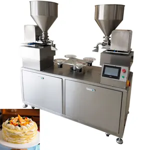 Mesin Dekorasi krim kue gula yang dapat dimakan, mesin pelapis krim kue bulat ribu lapisan lapisan