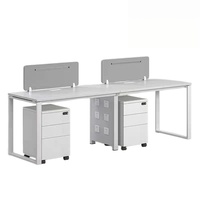 Poste de travail modulaire pour personnel de bureau, table de travail ouverte pour 2/4/6 personnes avec cloison de séparation et armoire mobile sur pieds