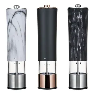 Household Black Automatic Spice Shaker Electric Sea Salt Grinder And Battery-powered Plastic Pepper Mill With Rose Gold Lid