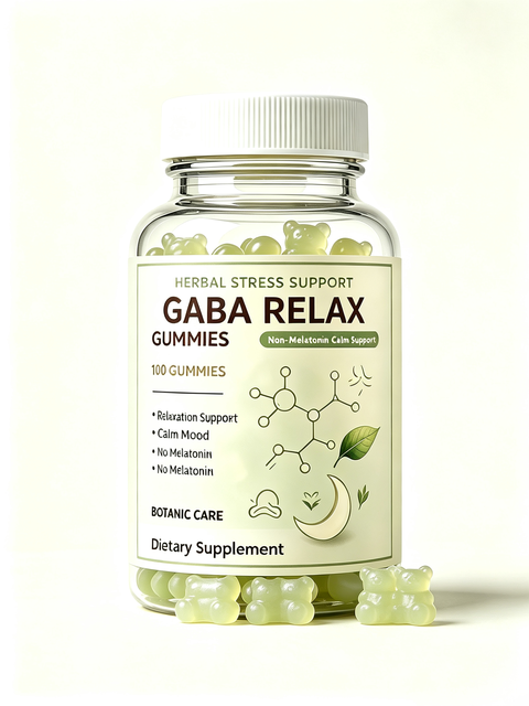 GABA Relax Gummies with L Theanine, Non Melatonin Calm Mood Relaxation Support, Vegan Berry Flavor Dietary Supplement