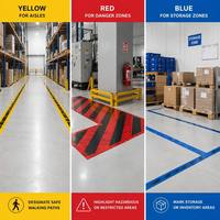 Ruban de marquage au sol en gros directement de l'usine, multicolore, haute adhérence, en PVC, pour usine et parking
