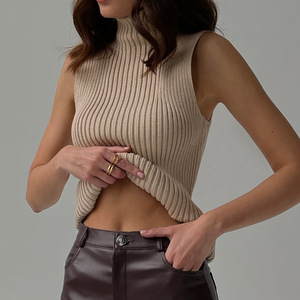 PASUXI abbigliamento donna moda all'ingrosso nuovo maglione dolcevita Slim Fit comodi top <span class=keywords><strong>senza</strong></span> <span class=keywords><strong>maniche</strong></span> lavorati a <span class=keywords><strong>maglia</strong></span> - Product Image 5