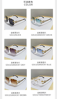 Lunettes de soleil polarisées en acétate sans monture pour hommes, design avant-gardiste, protection UV, monture bleue/verte, nouvelle collection 2023