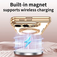 Étui de charge magnétique sans fil HEYBINGO avec support métallique rotatif à 360°, coque rigide intégrale anti-chute électroplaquée pour IP Duo